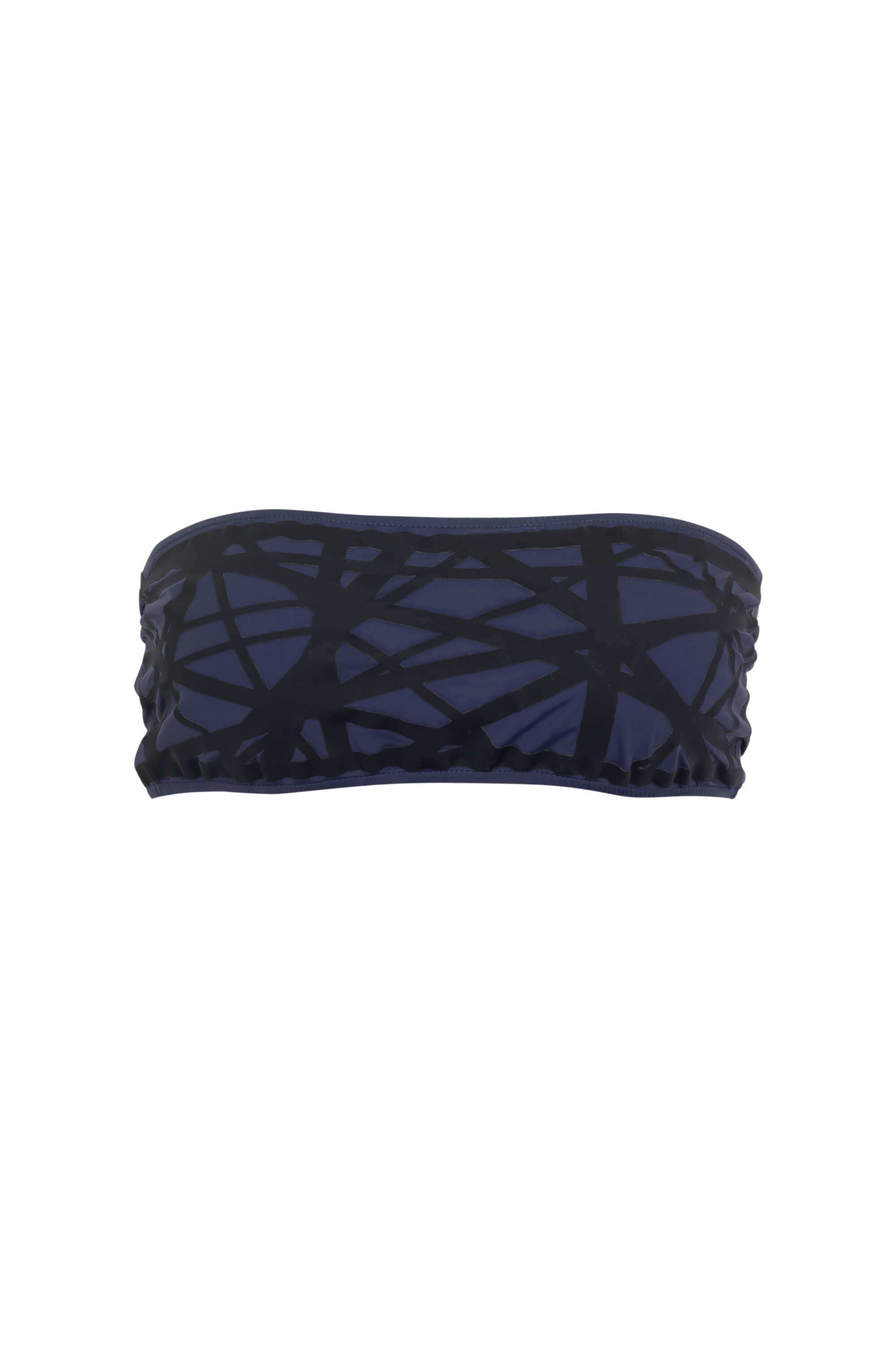 Lillian Strapless Bikini Top in Navy/Black - Small