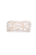 Lillian Strapless Bikini Top in White/Camel - Small
