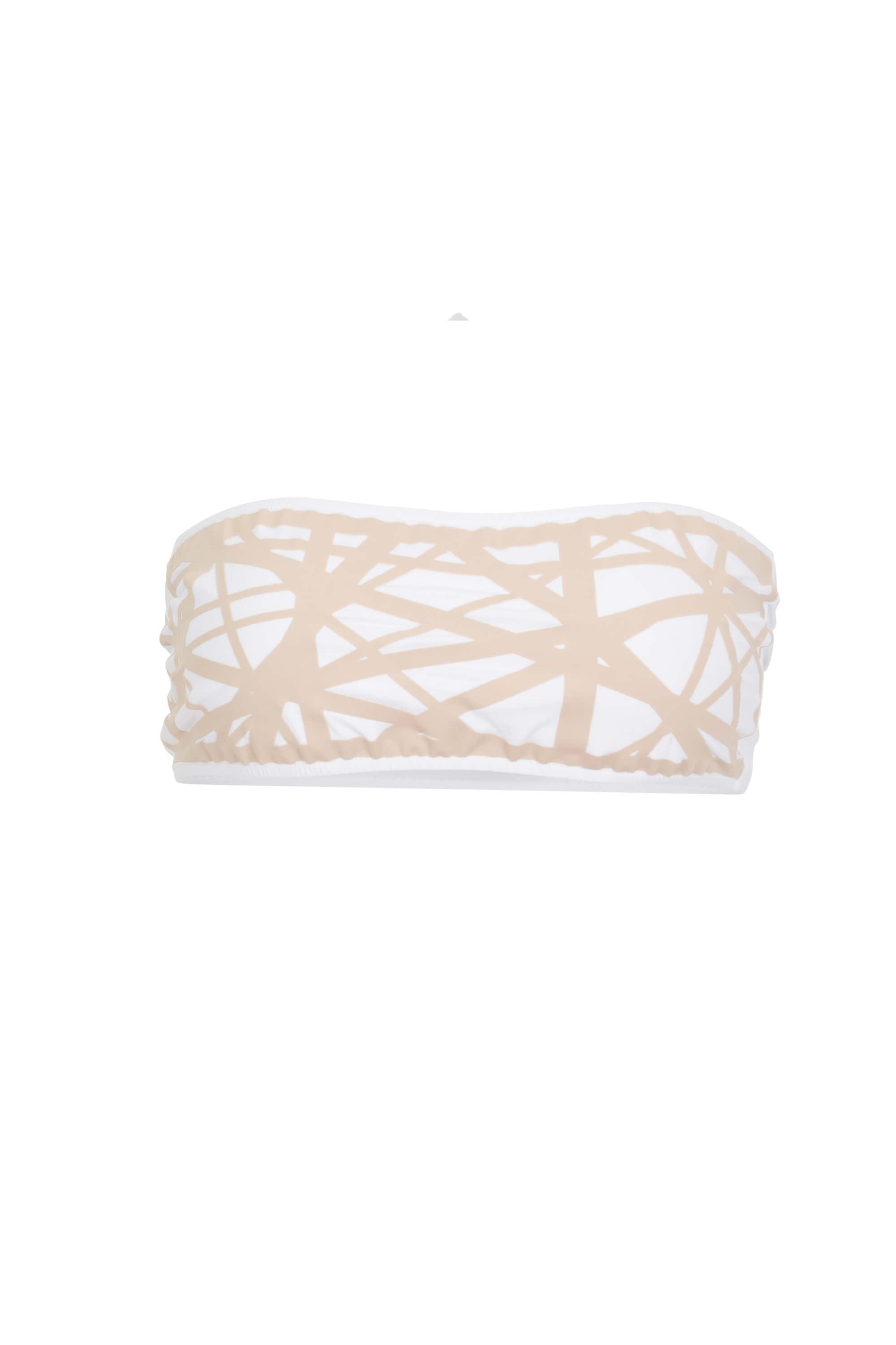 Lillian Strapless Bikini Top in White/Camel - Medium