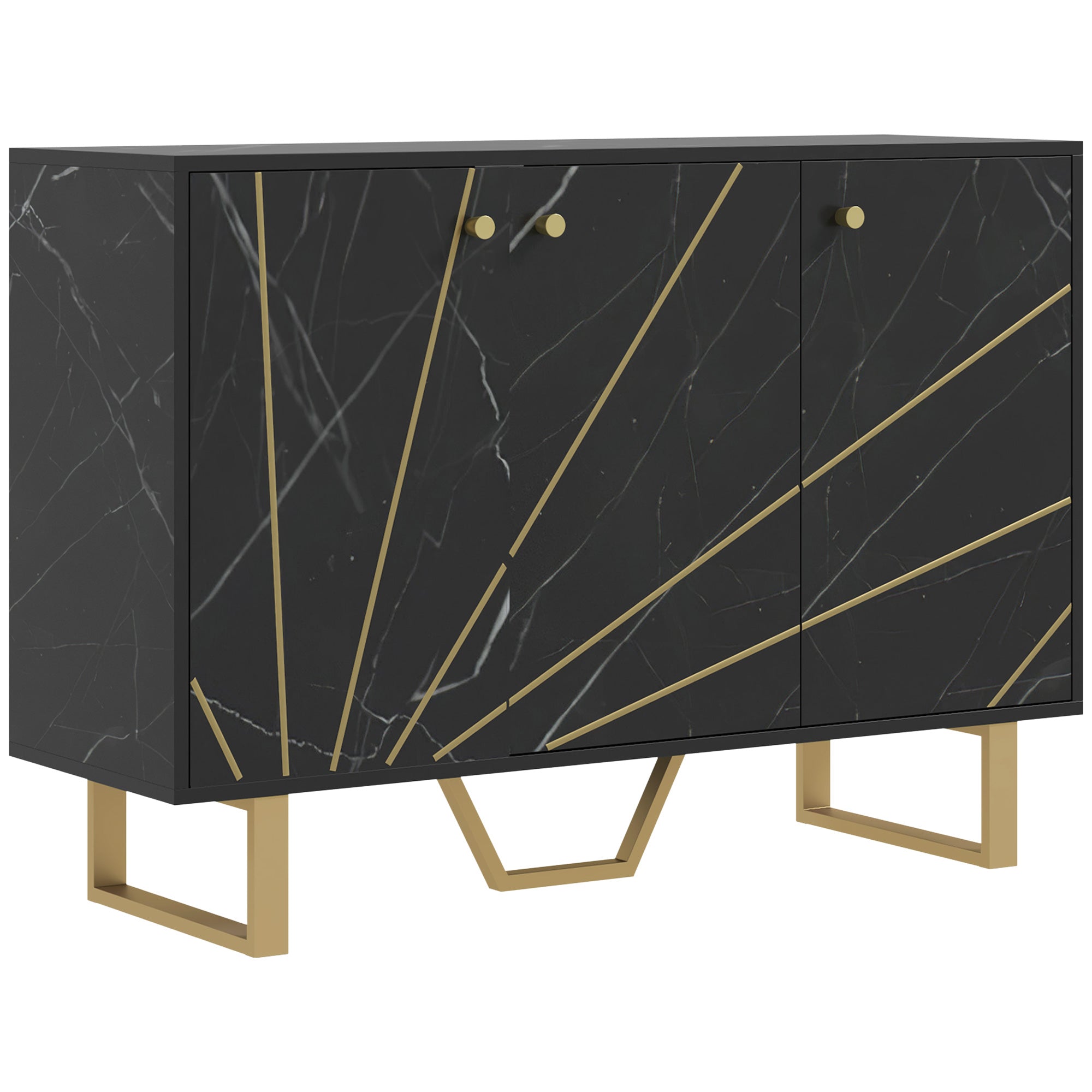 HOMCOM Sideboard Storage Cabinet, Modern Storage Cupboard with Adjustable Shelves and Metal Legs for Living Room, Kitchen, Dining Room, Entryway,