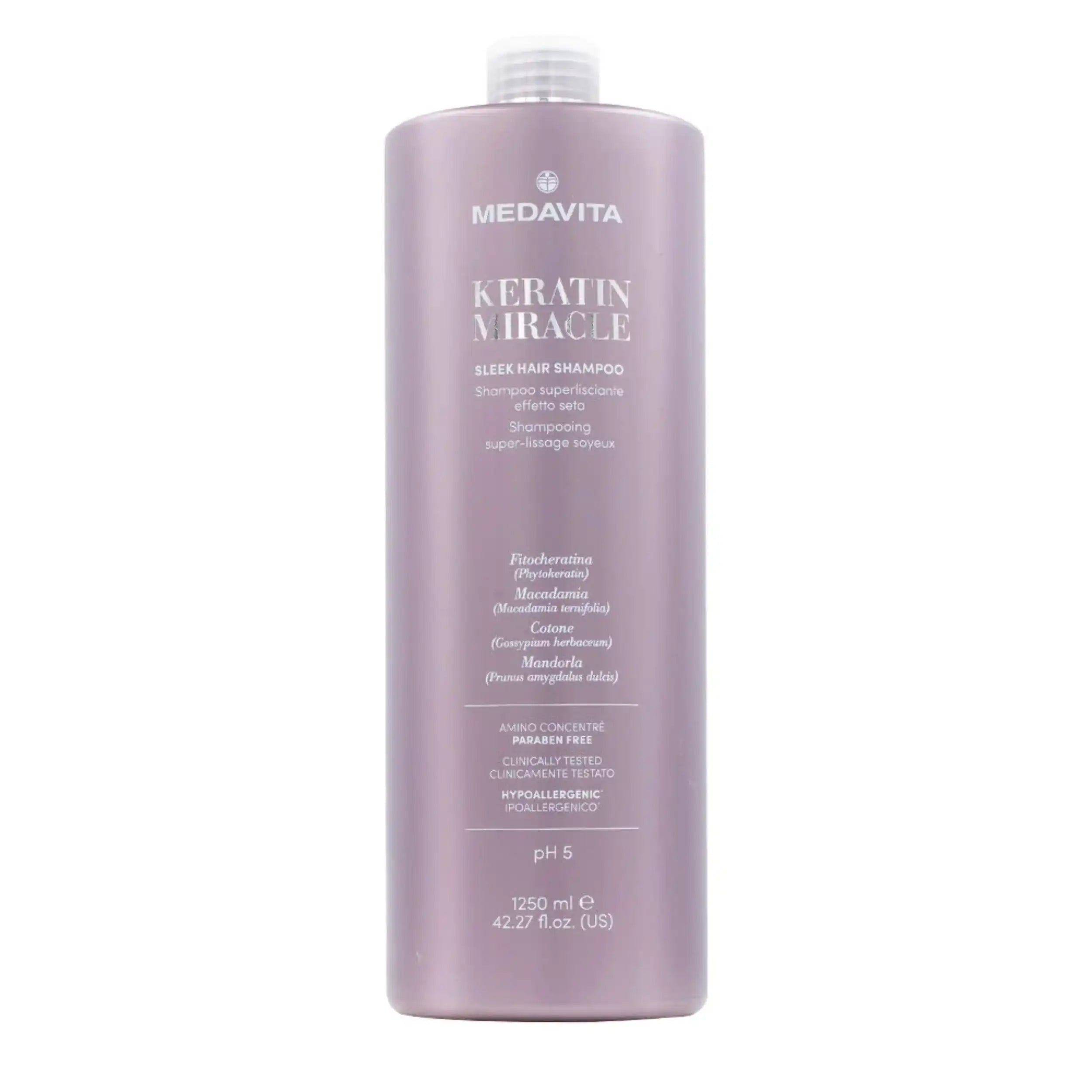 Medavita Keratin Miracle Sleek Hair Shampoo 1250ml – Shampoo Super-Lisciante per Capelli Crespi