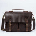 Men's 15" Genuine Leather Messenger Bag - Coffee