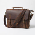Men's 15" Genuine Leather Messenger Bag - Brown