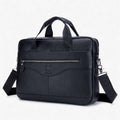 Men's Genuine Leather Briefcase 15.6" Laptop Bag - Black