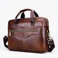Men's Genuine Leather Briefcase 15.6" Laptop Bag - Brown