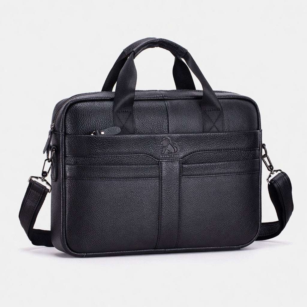 Men's Genuine Leather Laptop Briefcase 15.6 - Black
