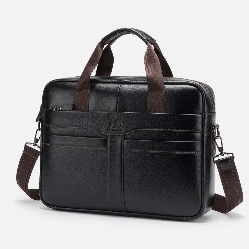 Men's Genuine Leather Laptop Briefcase 15.6 - Coffee