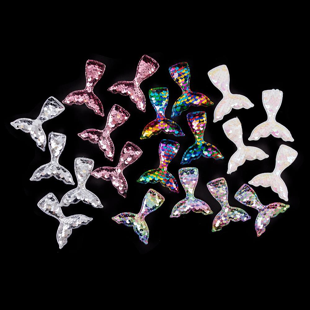 Pack of 20 Sequin Embellishments - Unicorns, Flamingos, Butterflies, Mermaid Tales - Mermaid Tails