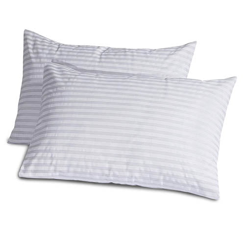 Hollowfibre Filled Satin Stripe Hotel Pillows - Pack of 2