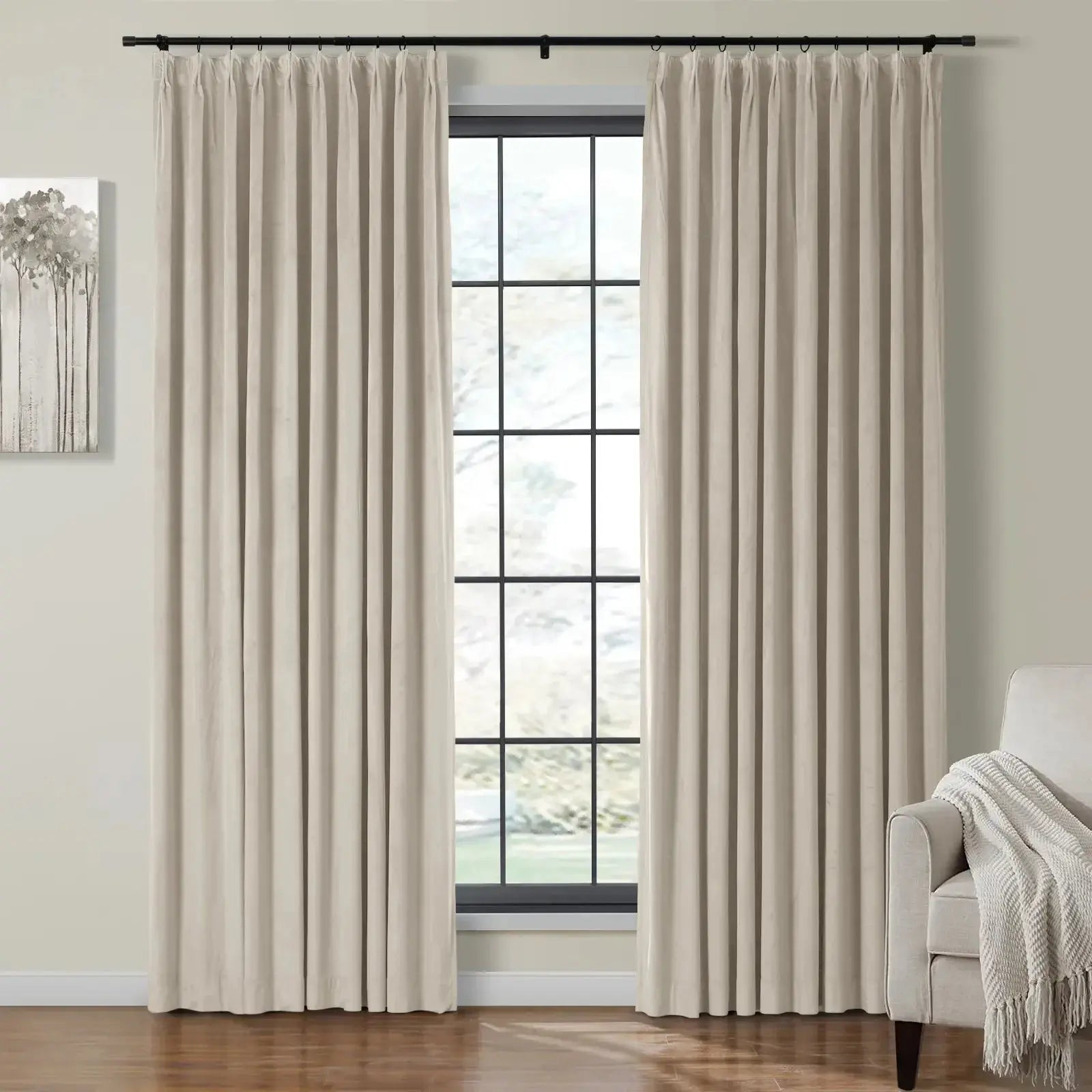 Velmor Velvet Drapes Pleated - Cashmere MJ11-2