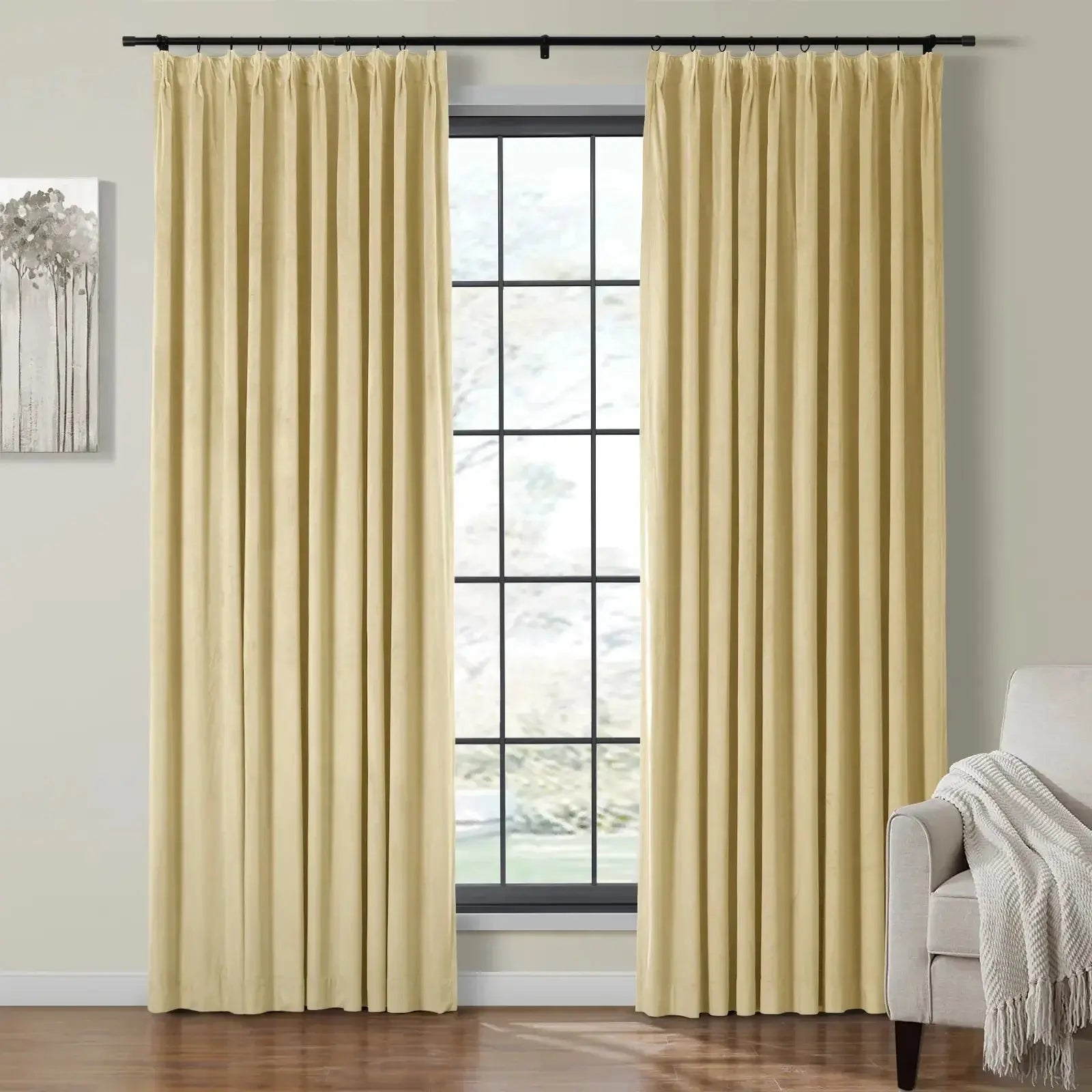Velmor Velvet Drapes Pleated - Cream MJ11-3