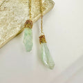 Natural Crystal Drop Chain Earrings - Green