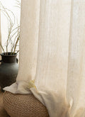 Seren Natural Small Plaid Custom Linen Curtains