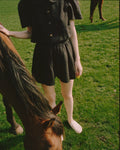 Olivia Linen Shorts  - Black - Made to Order - Black / S