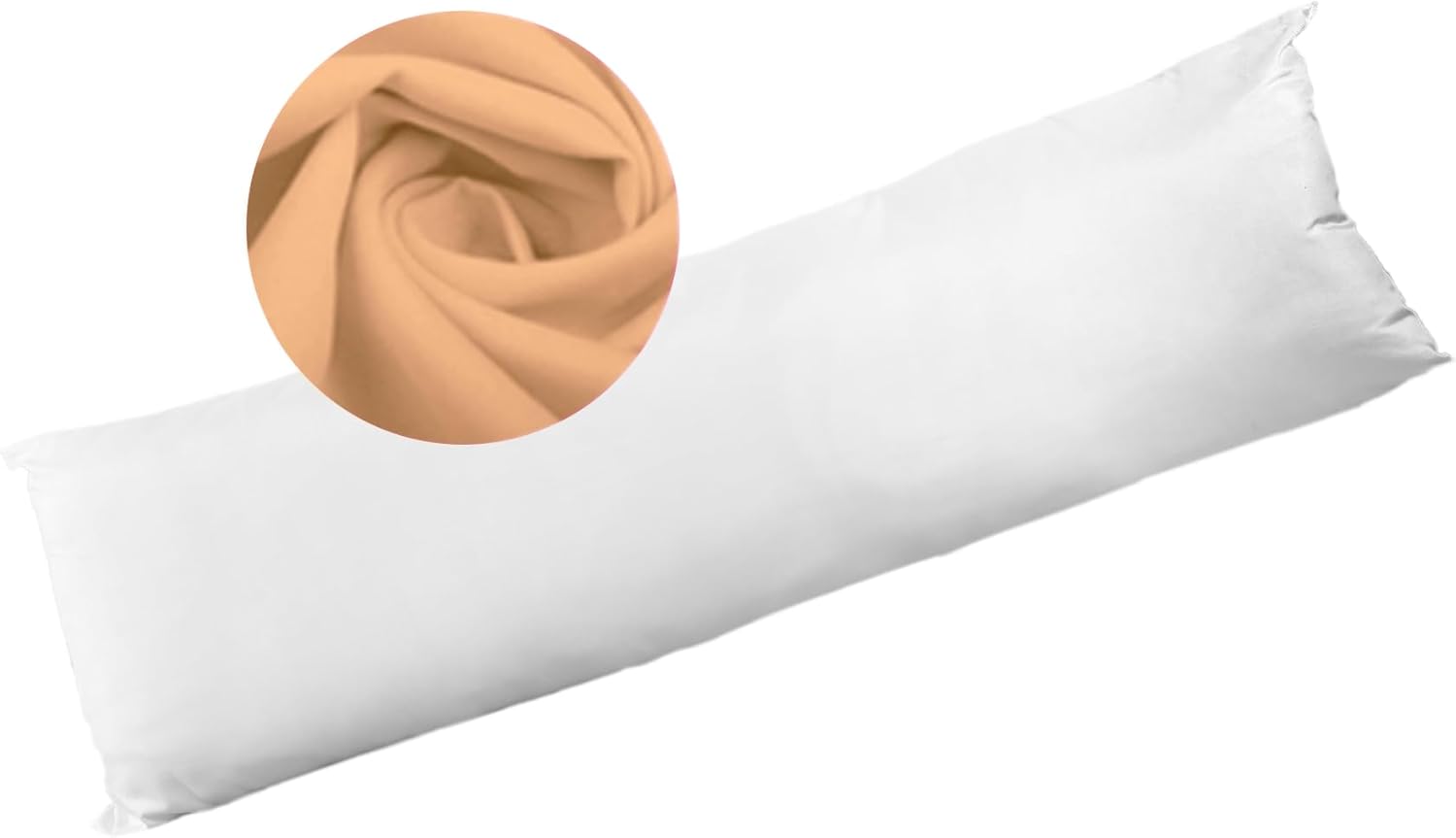 Bolster Pillow Hollowfibre Filled with Free Pillowcase - Single / Peach