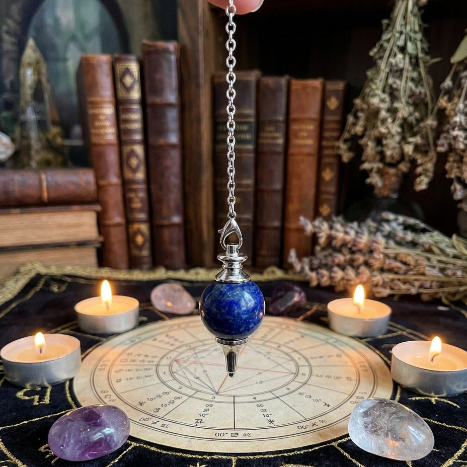 Pendule en Lapis Lazuli forme ronde, divination et soin
