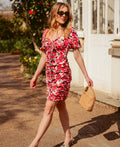 Pink Rose Ruched Detail Mini Dress - 10
