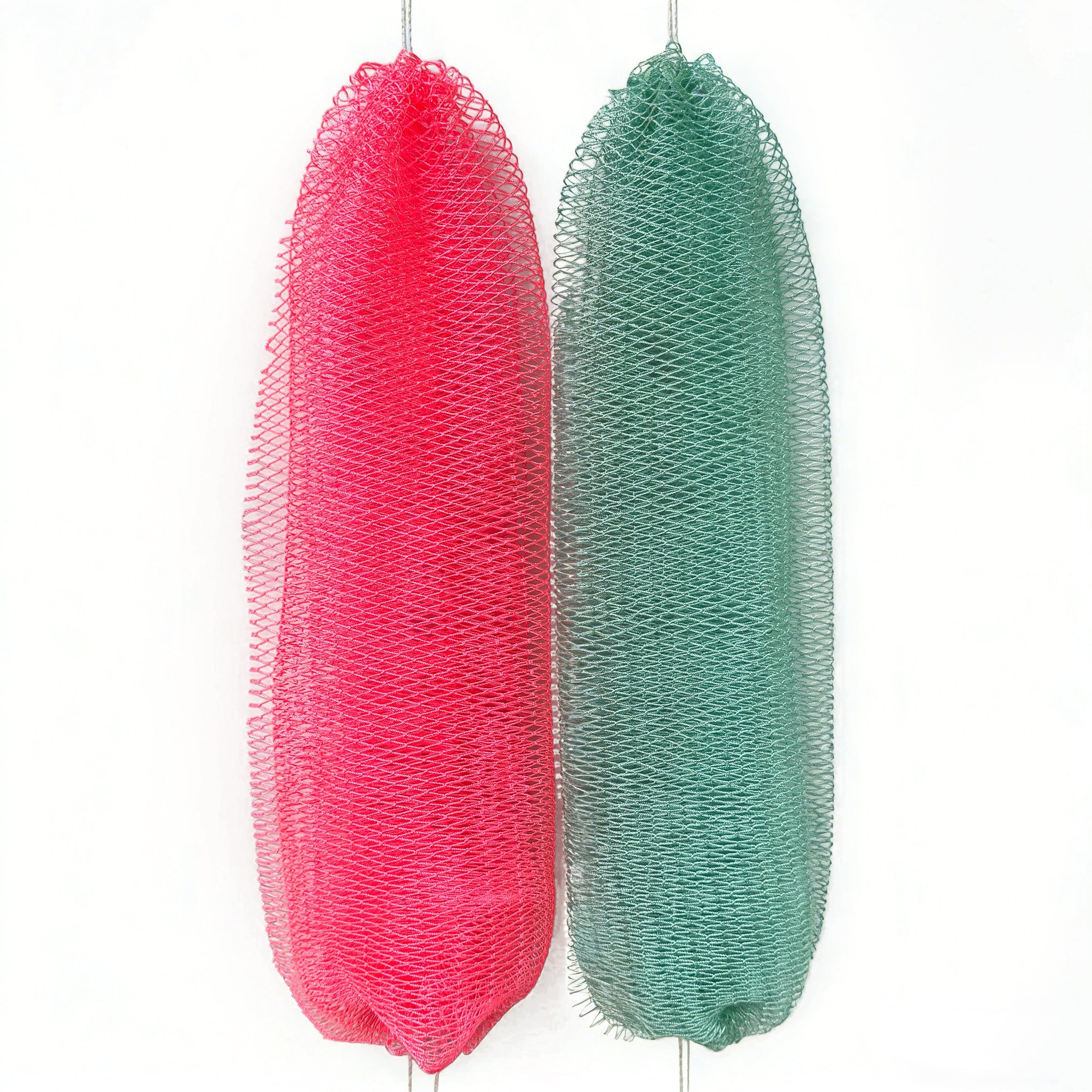 African Net Sponge, Exfoliating Bath Sponge, 2 Pieces Mixed Color - Pink+Seafoam