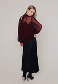 Poppy Bias Cut Midi Skirt In Black - 14
