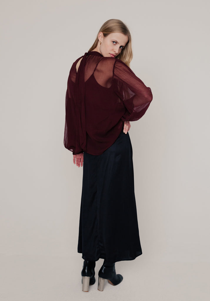 Poppy Bias Cut Midi Skirt In Black - 10