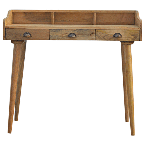 Gallery Back Shell Writing Desk – Modern, Premium Solid Wood Desk for Home Office