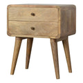 Curved Oak-ish Bedside – Premium Compact Table with Storage