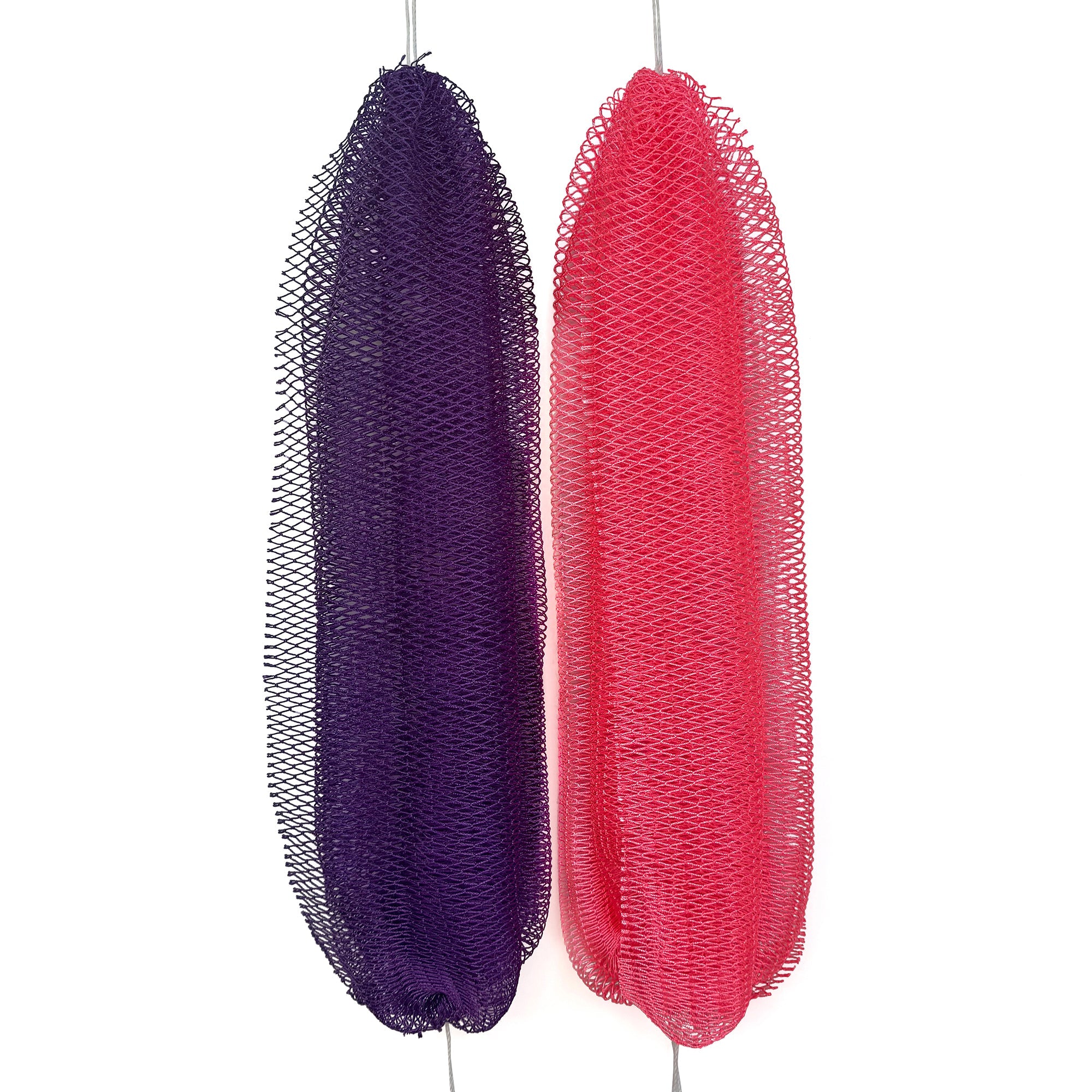 African Net Sponge, Exfoliating Bath Sponge, 2 Pieces Mixed Color - Purple+Pink