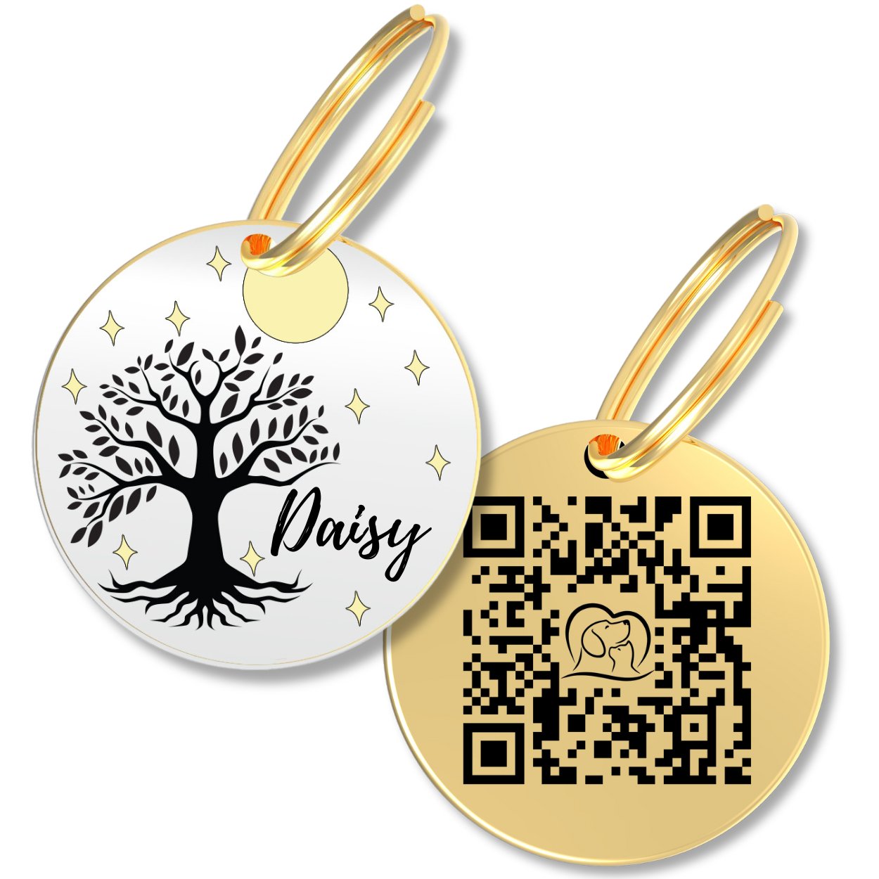 Personalized QR Code Dog Tag Ensure Your Pet's Safety Always (Gold, Willow)