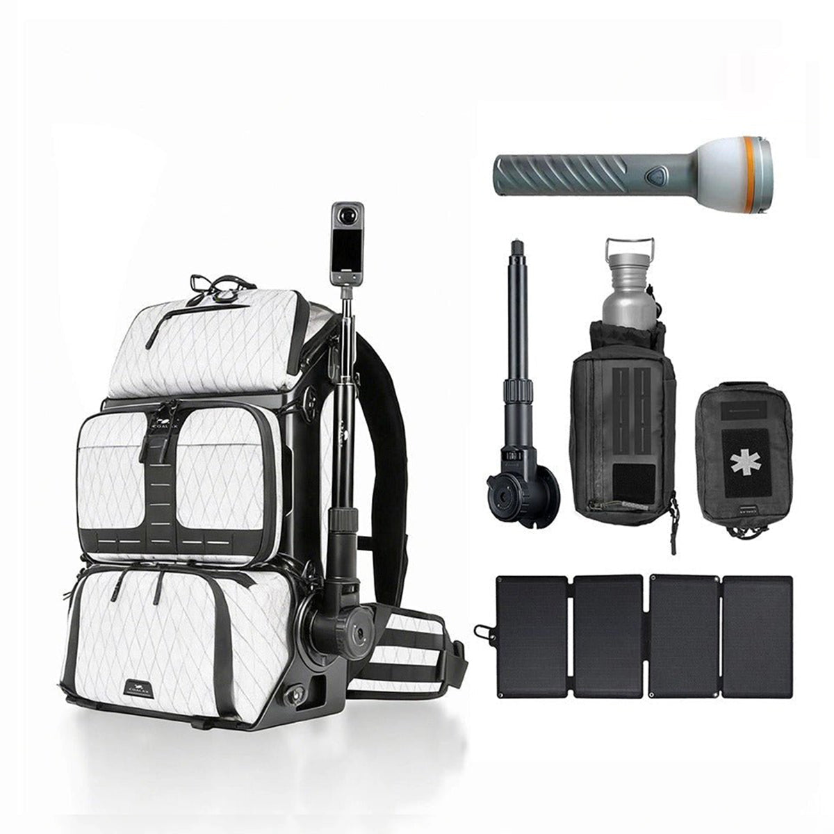 Ranger Outdoor Selfie Backpack for Hands-Free Vlogging Creators - Ranger Outdoor Set / White