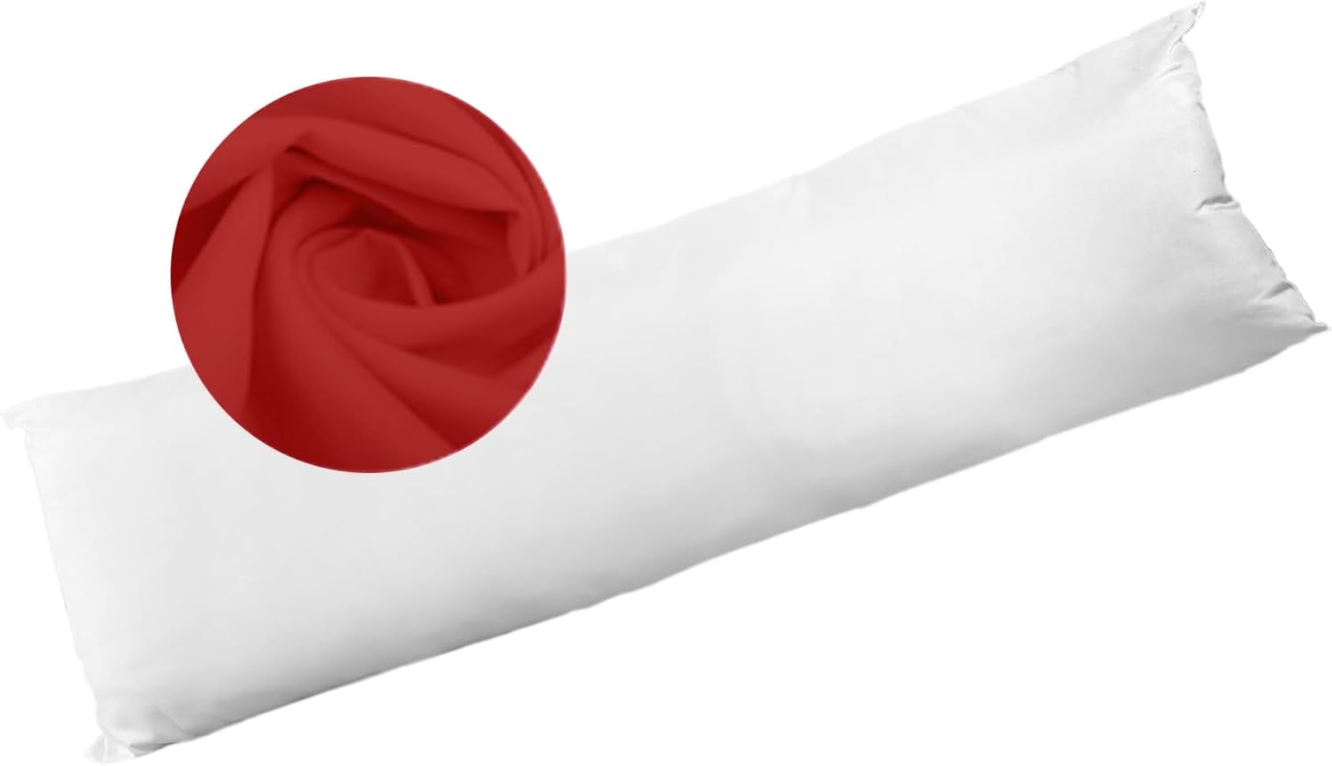 Bolster Pillow Hollowfibre Filled with Free Pillowcase - King / Red