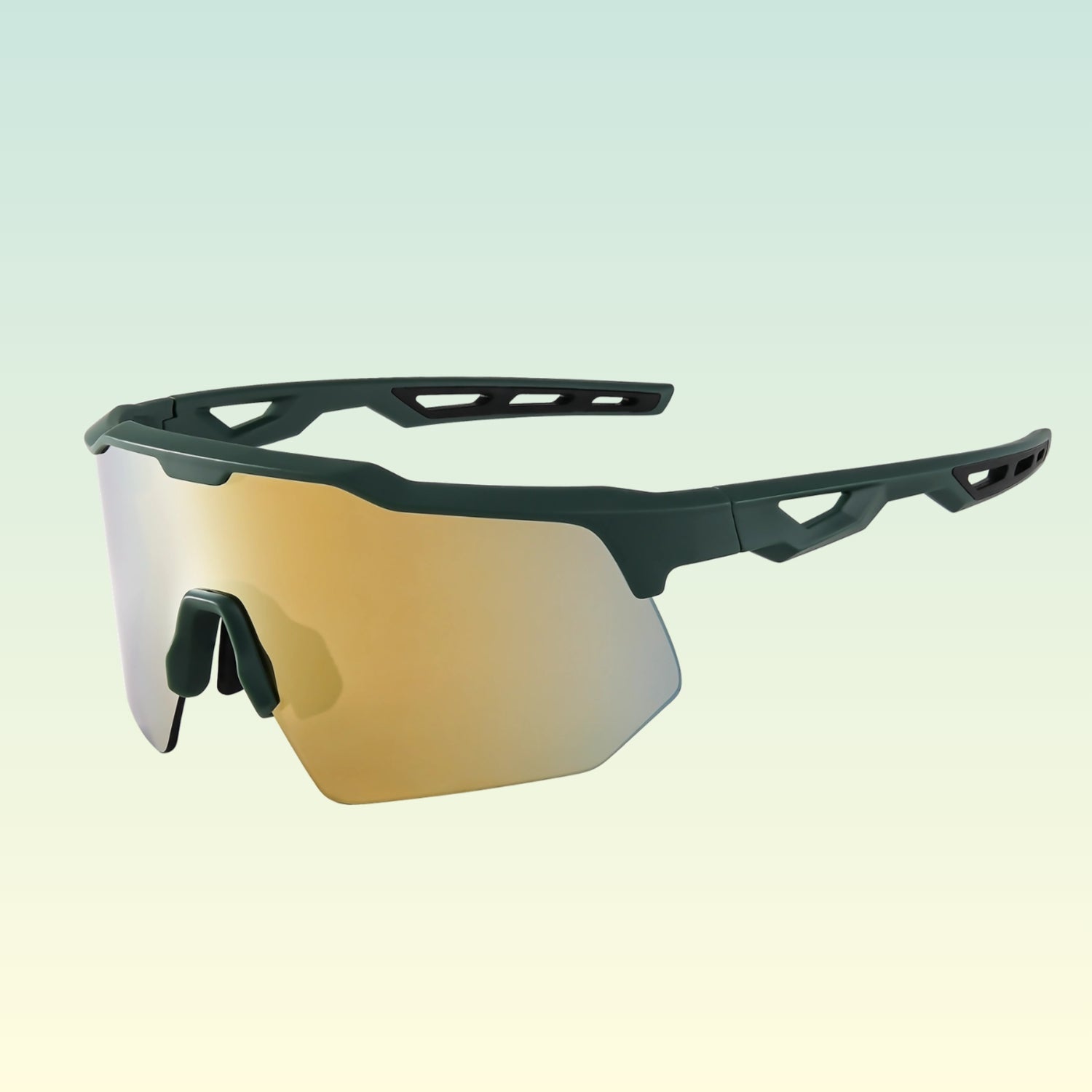 X2 Sport Sunglasses, UV400 Protection - Colorful Gold Lens + Army Green Frames