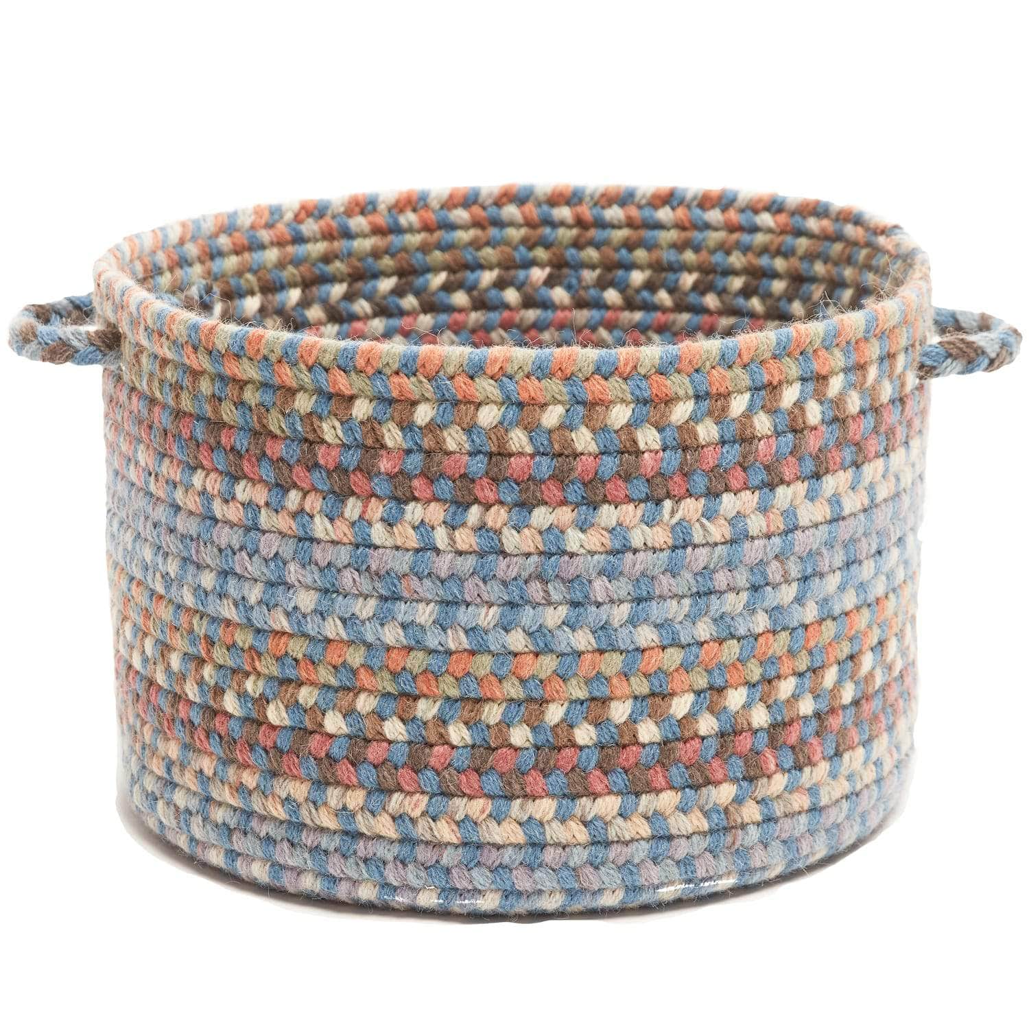 Cherry Hill Braided Wool Baskets - Bluestone Multi / Round / 10" x 8"