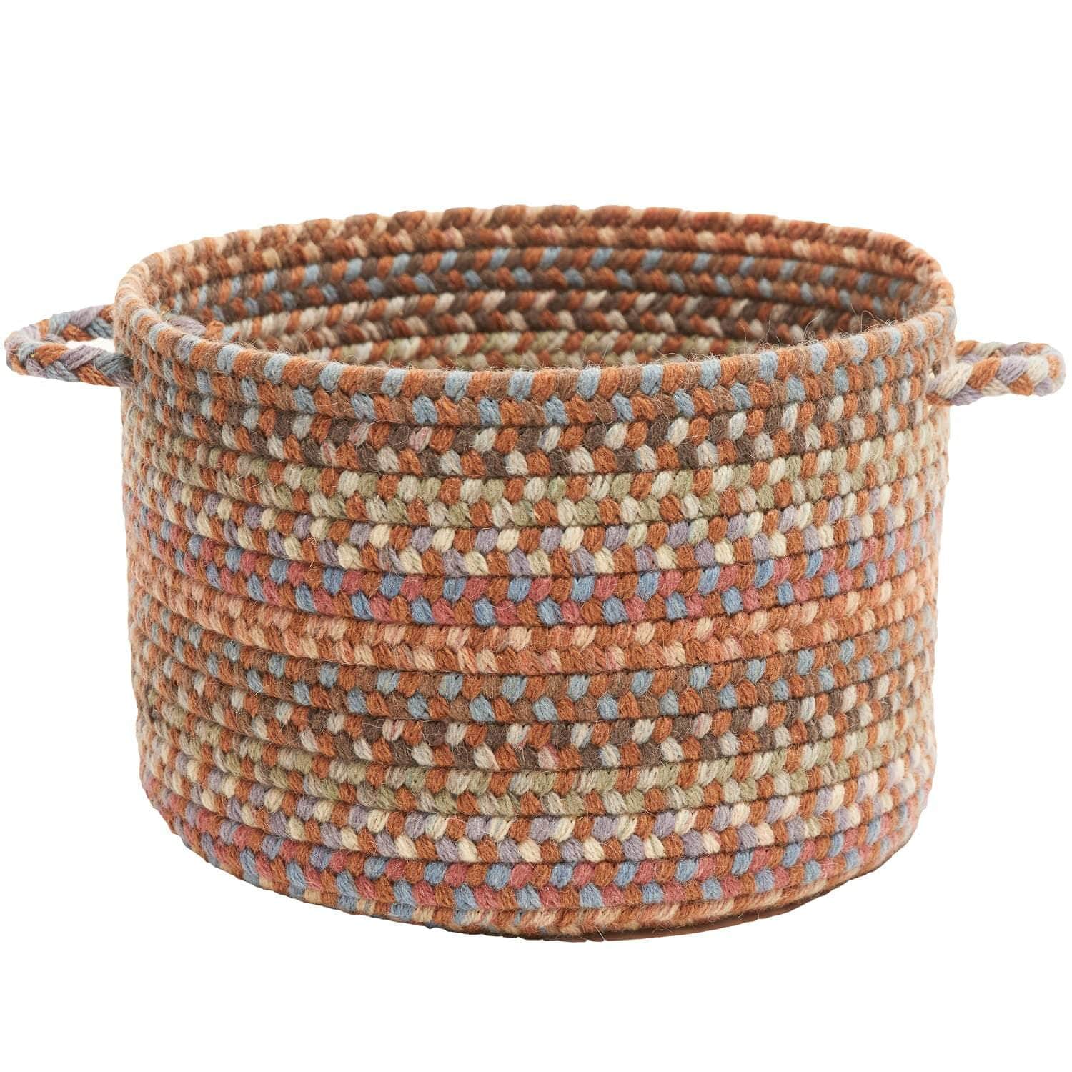 Cherry Hill Braided Wool Baskets - Bombay Multi / Round / 10" x 8"