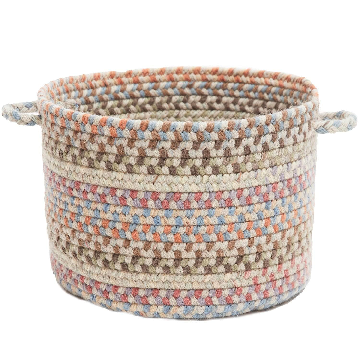 Cherry Hill Braided Wool Baskets - Graphite Multi / Round / 14" x 10"
