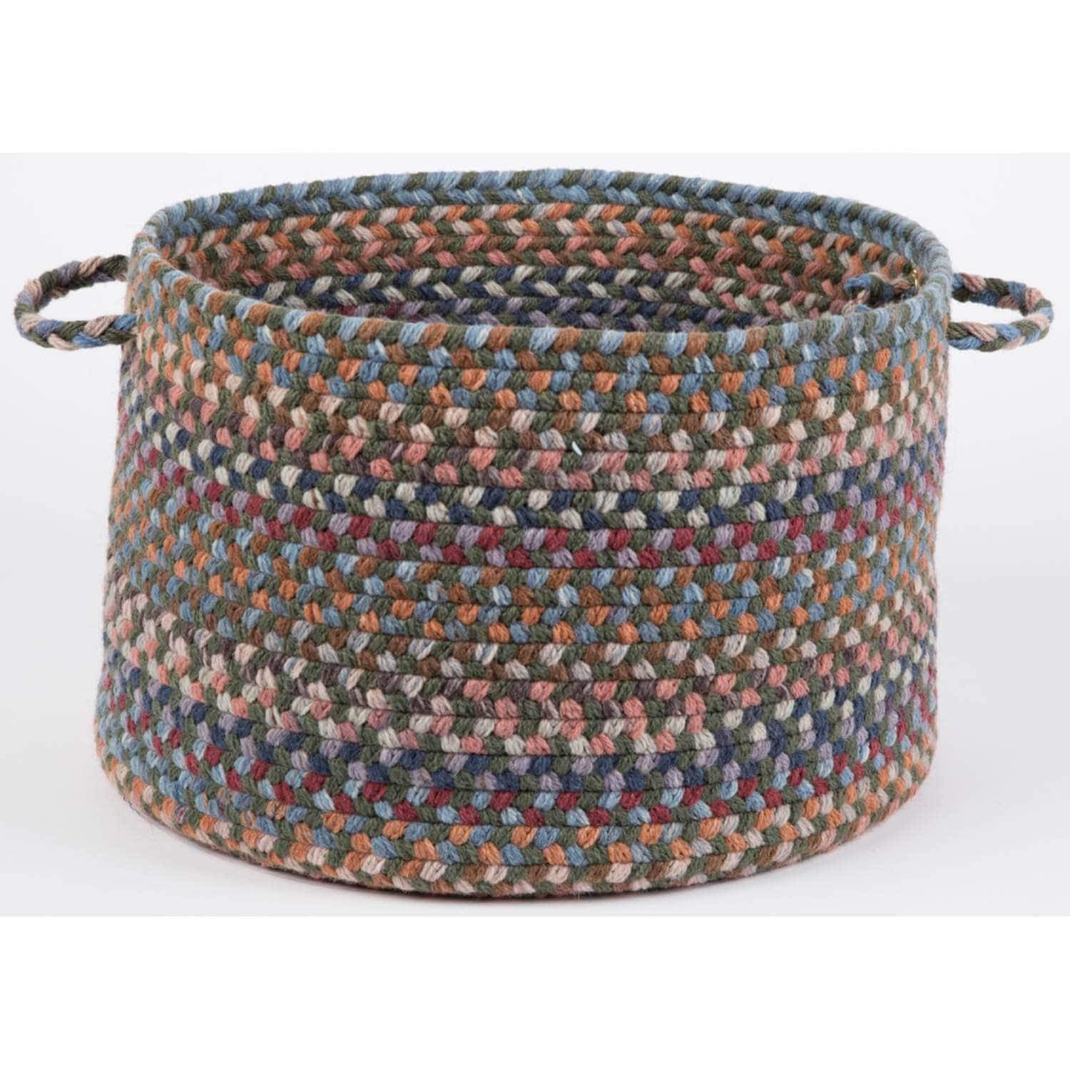 Tribeca Rope Storage Wool Basket - Greengrass / Round / 18" X 12"
