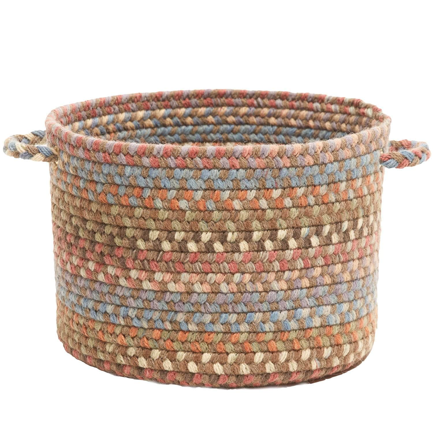 Cherry Hill Braided Wool Baskets - Mocha Multi / Round / 10" x 8"