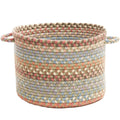Cherry Hill Braided Wool Baskets - Seaweed Multi / Round / 14" x 10"