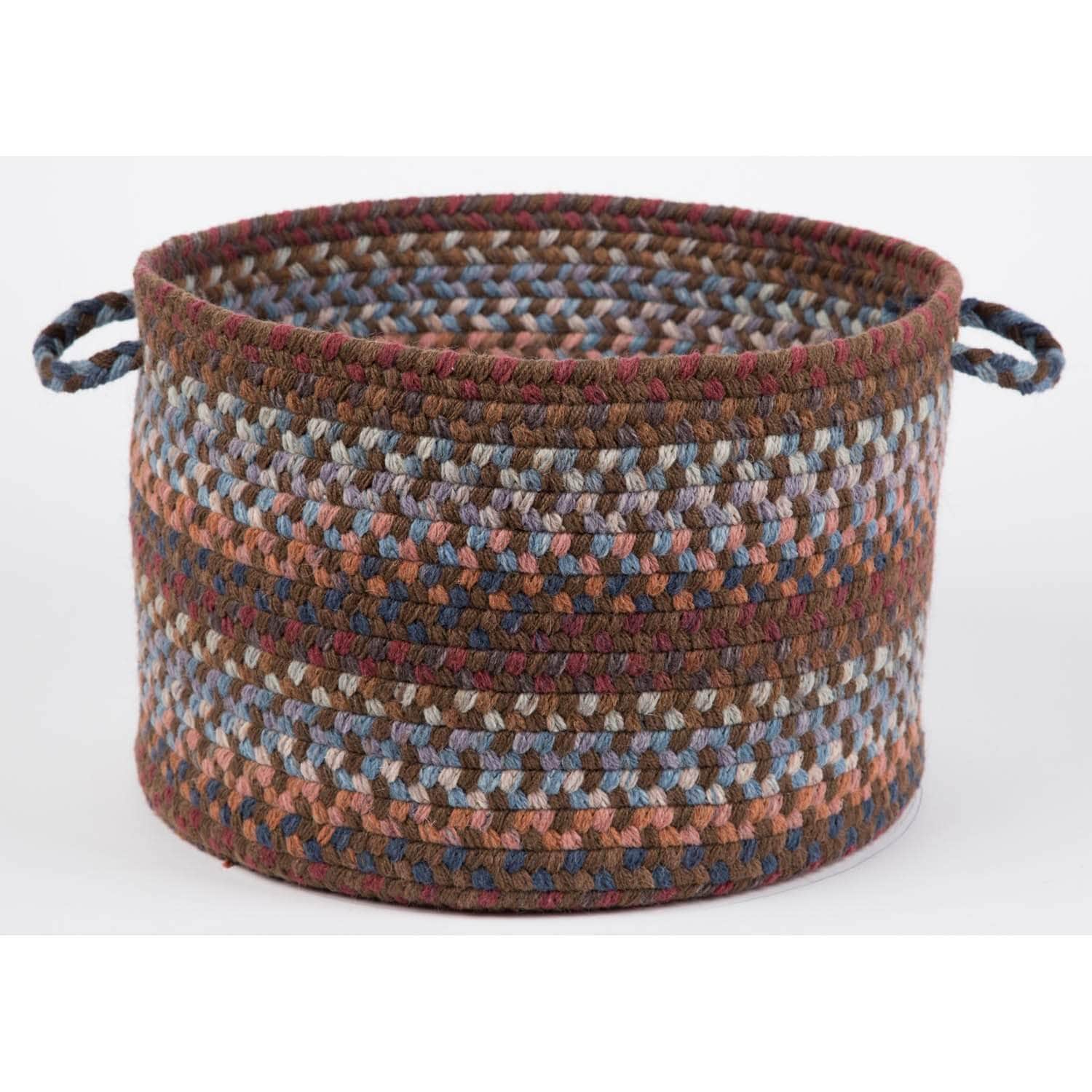 Tribeca Rope Storage Wool Basket - Walnut / Round / 18" X 12"