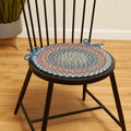 Cherry Hill Braided Wool Chair Pads - Bluestone Multi / Round / 15" x 15"
