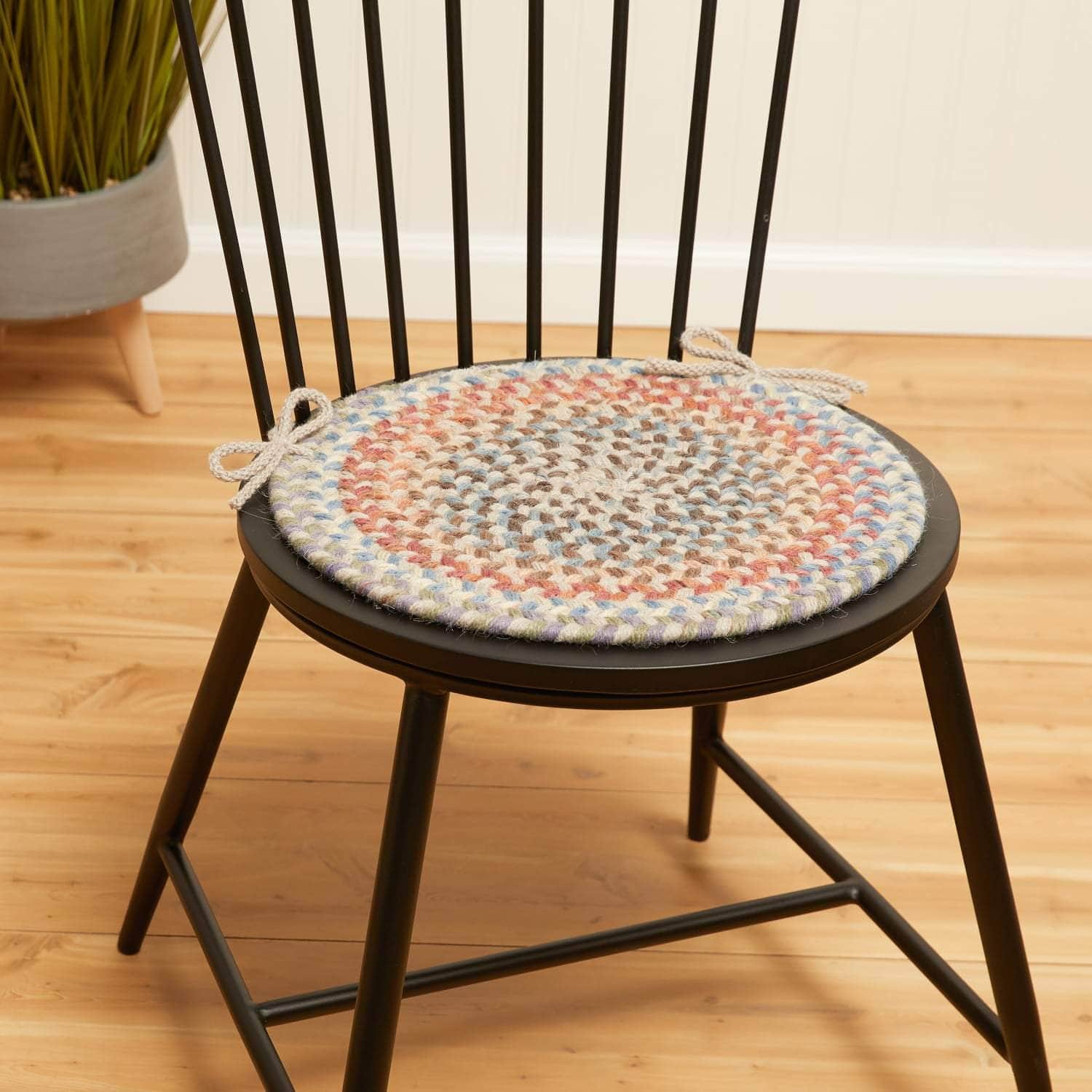 Cherry Hill Braided Wool Chair Pads - Graphite Multi / Round / 15" x 15" (Set of 4)