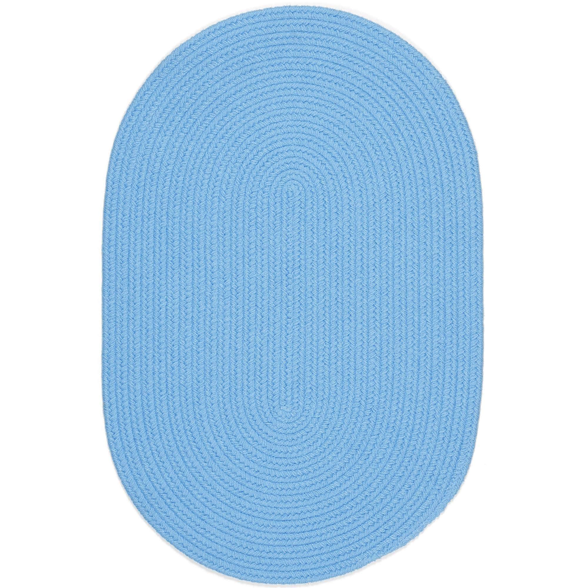 Lullaby Childrens Solid Braided Rug -Aqua Blue - Oval / 8' X 11'