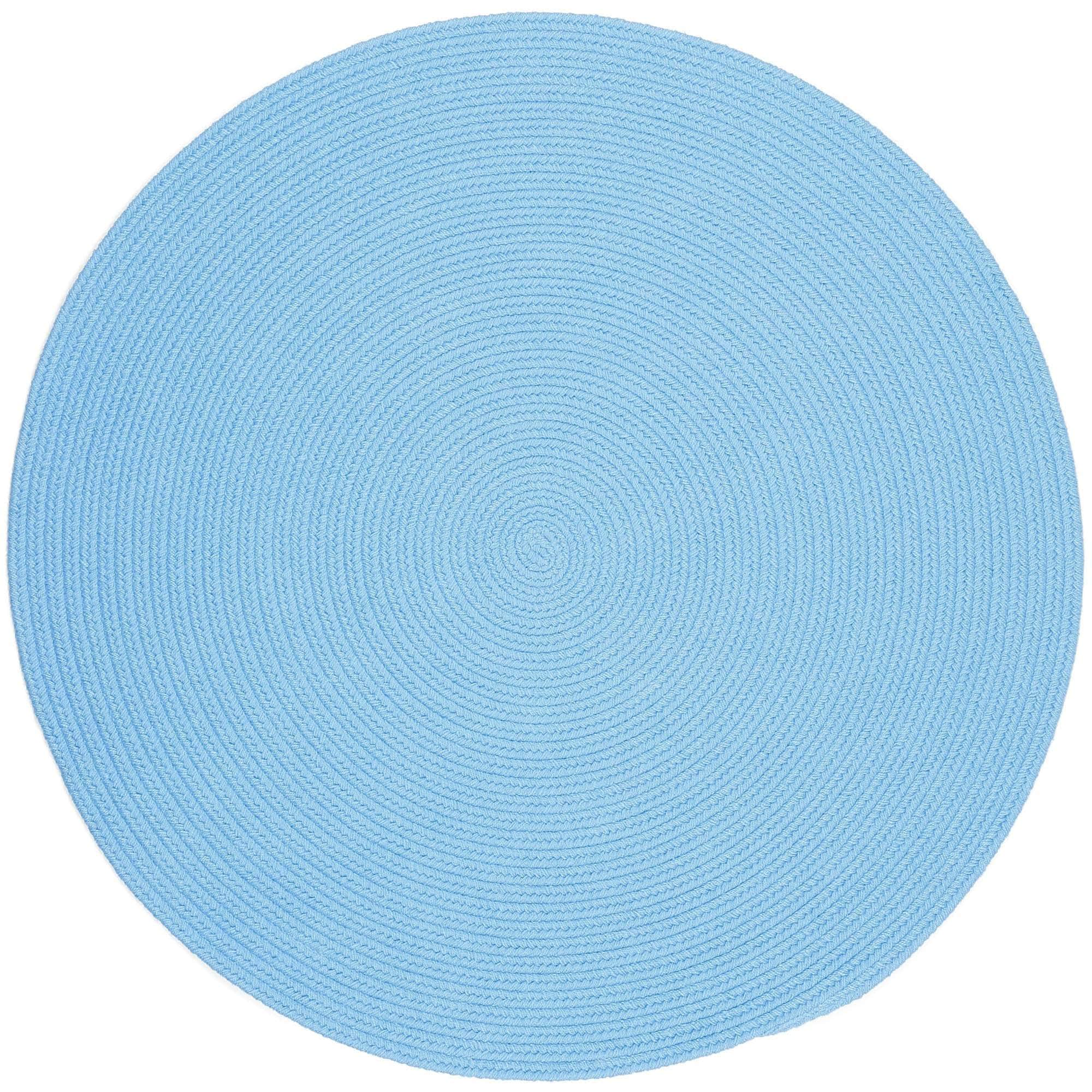Lullaby Childrens Solid Braided Rug -Aqua Blue - Round / 6'
