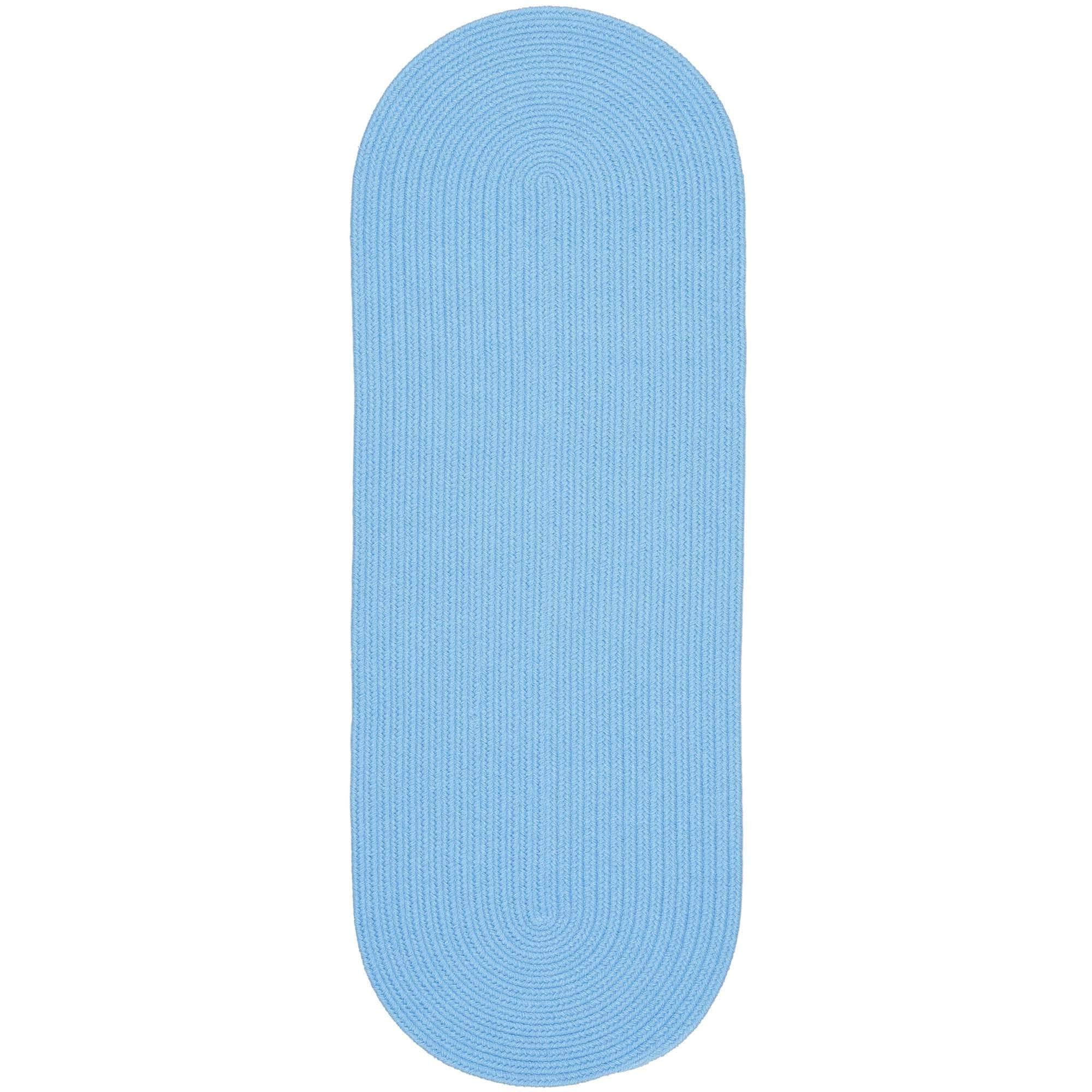 Lullaby Childrens Solid Braided Rug -Aqua Blue - Runner / 2' X 8'