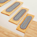 Cherry Hill Braided Wool Stair Treads - Bluestone Multi / Oval / 8" x 28"