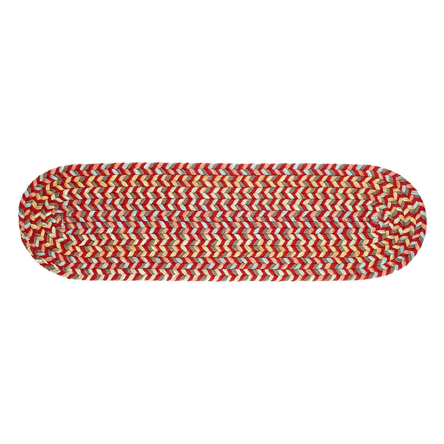 Confetti Bright & Bold 5-Carrier Braided Stair Treads - Red / Oval / Single Tread