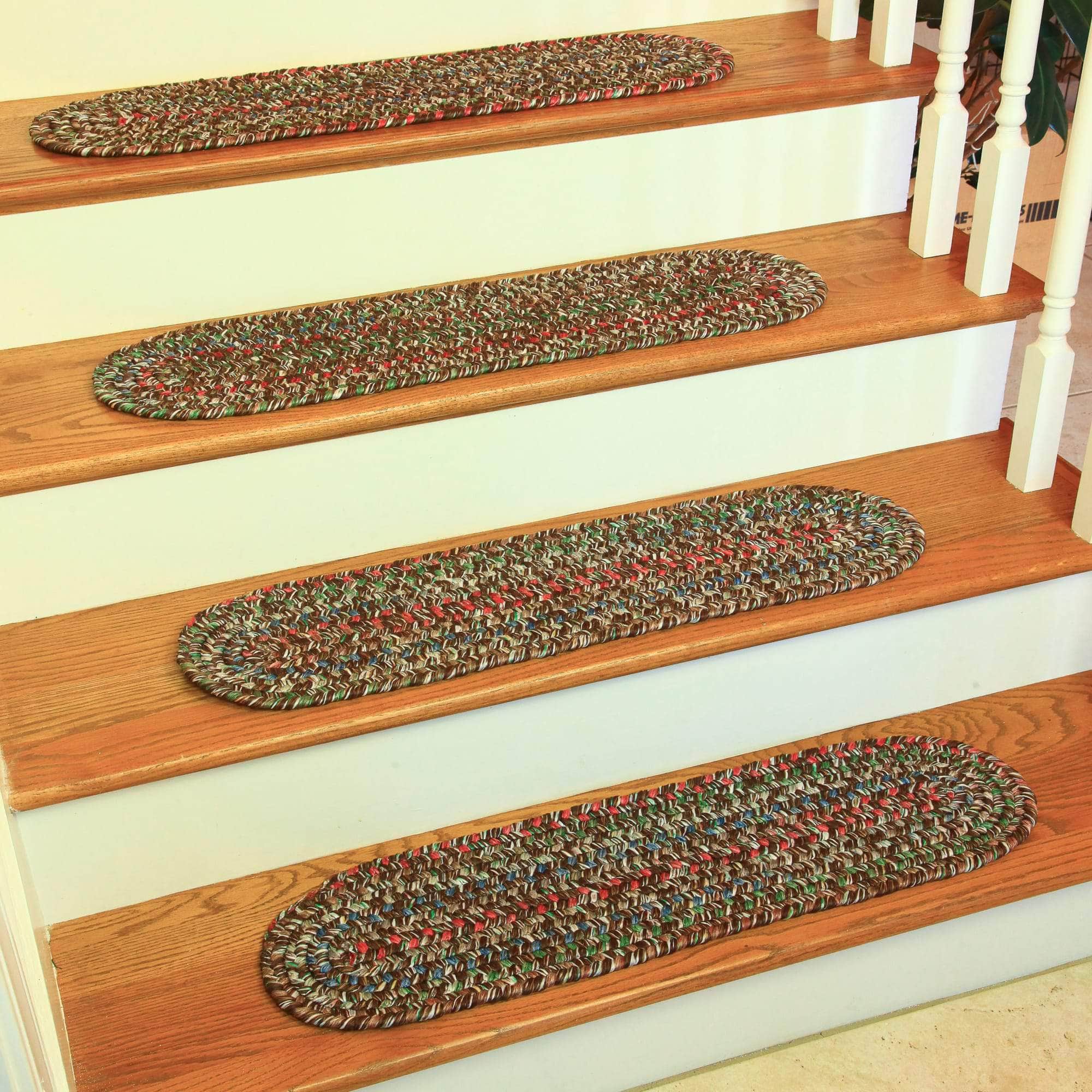Sophia Braided Stair Treads - Brown / Oval / Set of 4