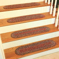 Sophia Braided Stair Treads - Burgundy / Oval / Set of 4