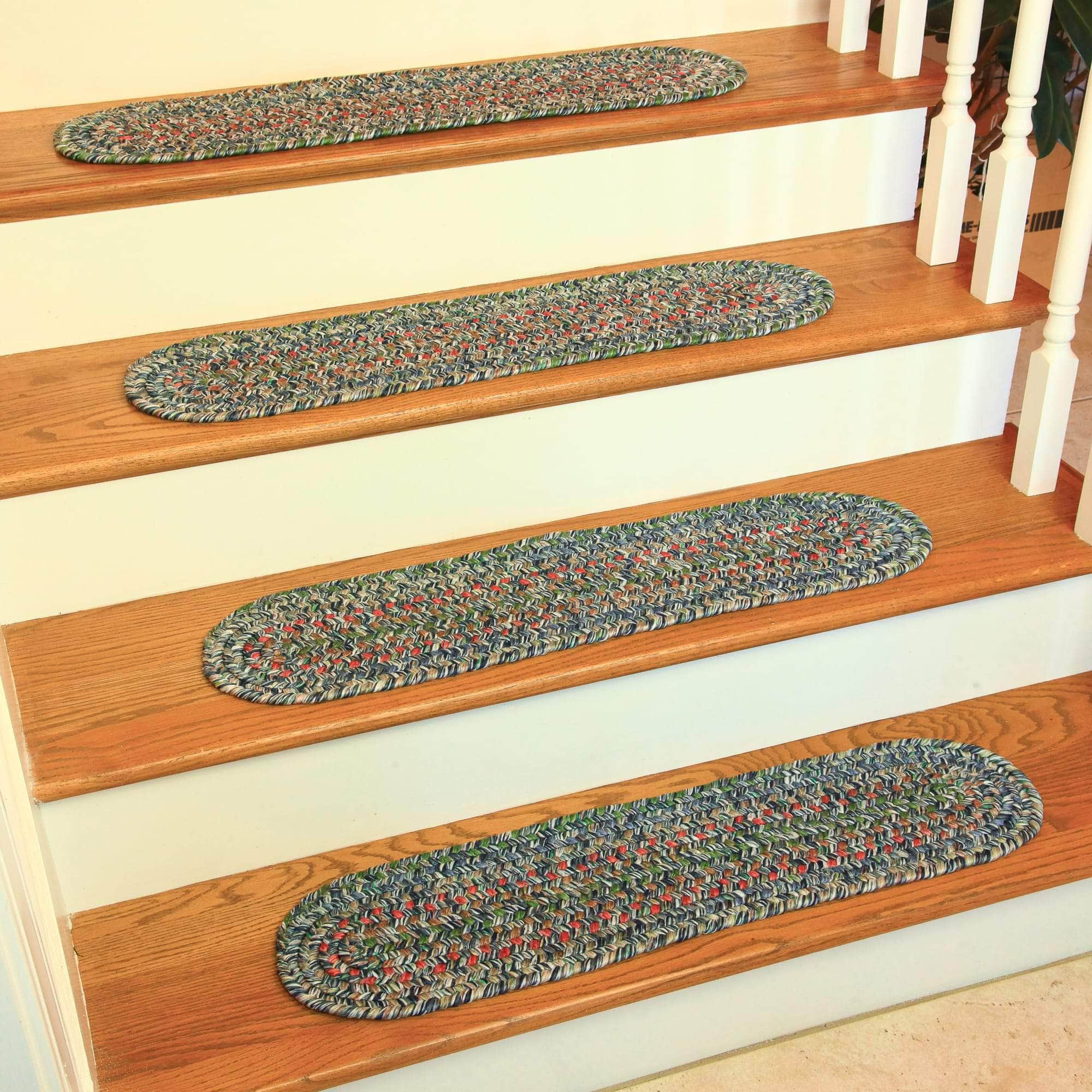 Sophia Braided Stair Treads - Graphite gray / Oval / Set of 13