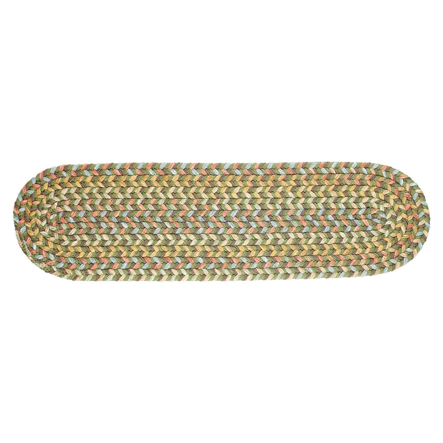 Confetti Bright & Bold 5-Carrier Braided Stair Treads - Olive / Oval / Single Tread