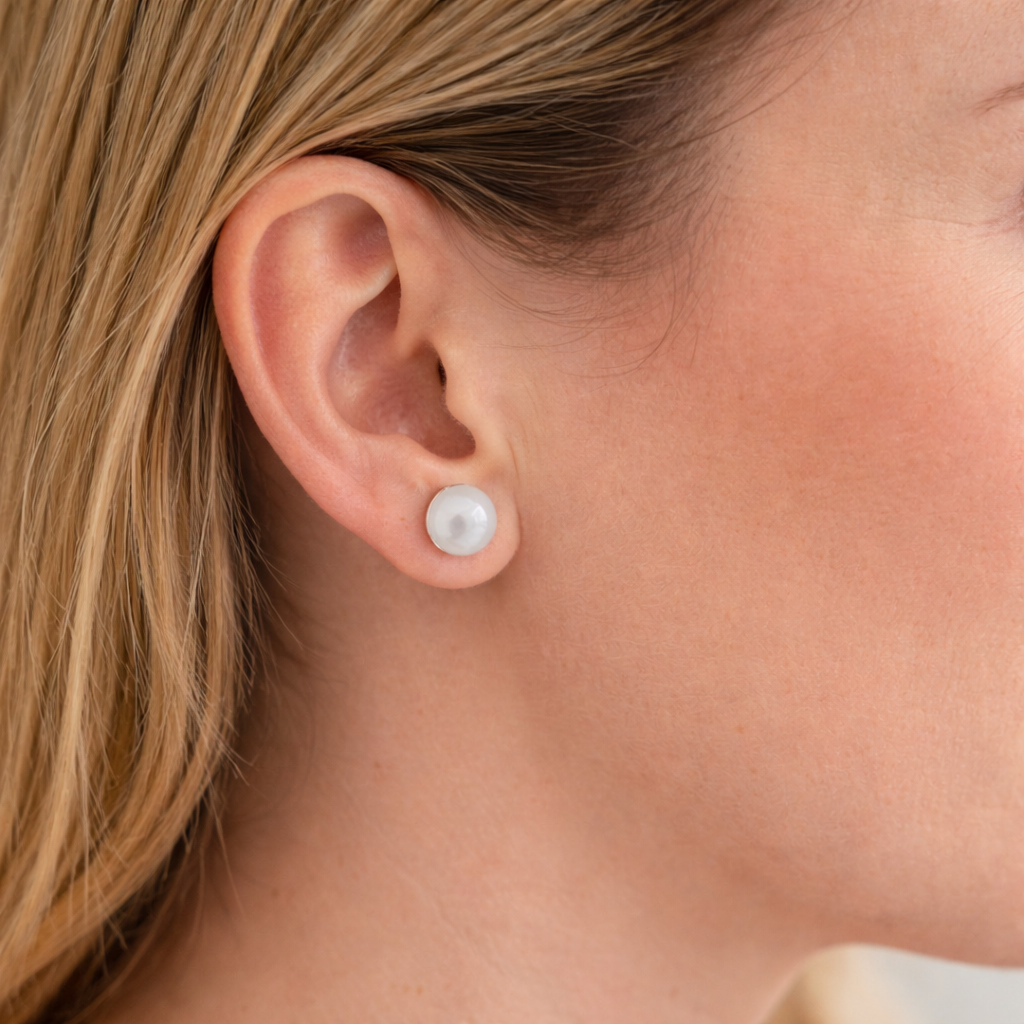 Boucles d’Oreilles Agate Blanche 8 mm – Sérénité & Équilibre – Acier Inoxydable